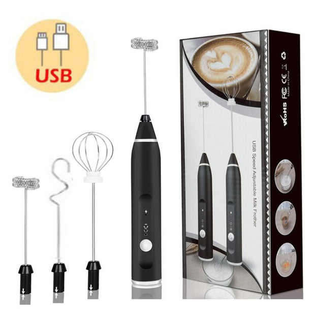Premium Rechargeable Milk Frother - Double Whisks