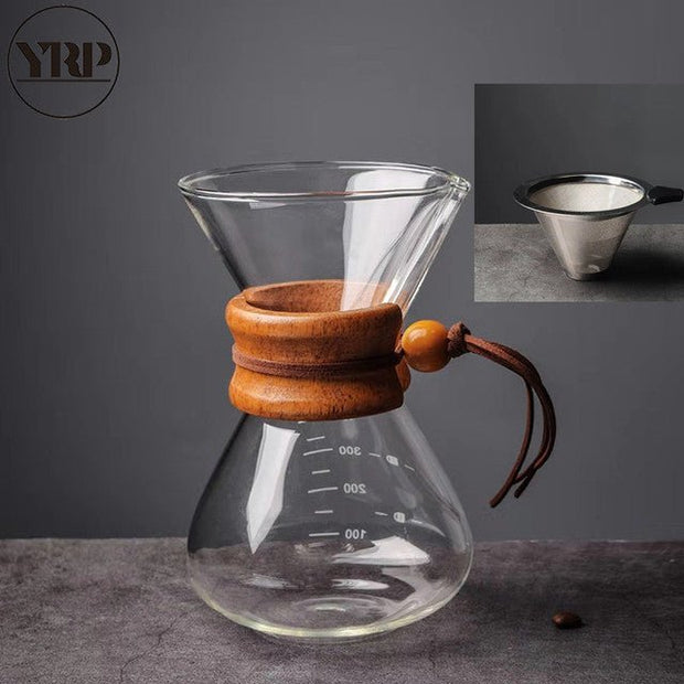400ML Glass Coffee Drip Brewing Pot Filter Glass Funne Style Pour Over  Coffee Pot Barista Percolator Coffee Brewing Chemex