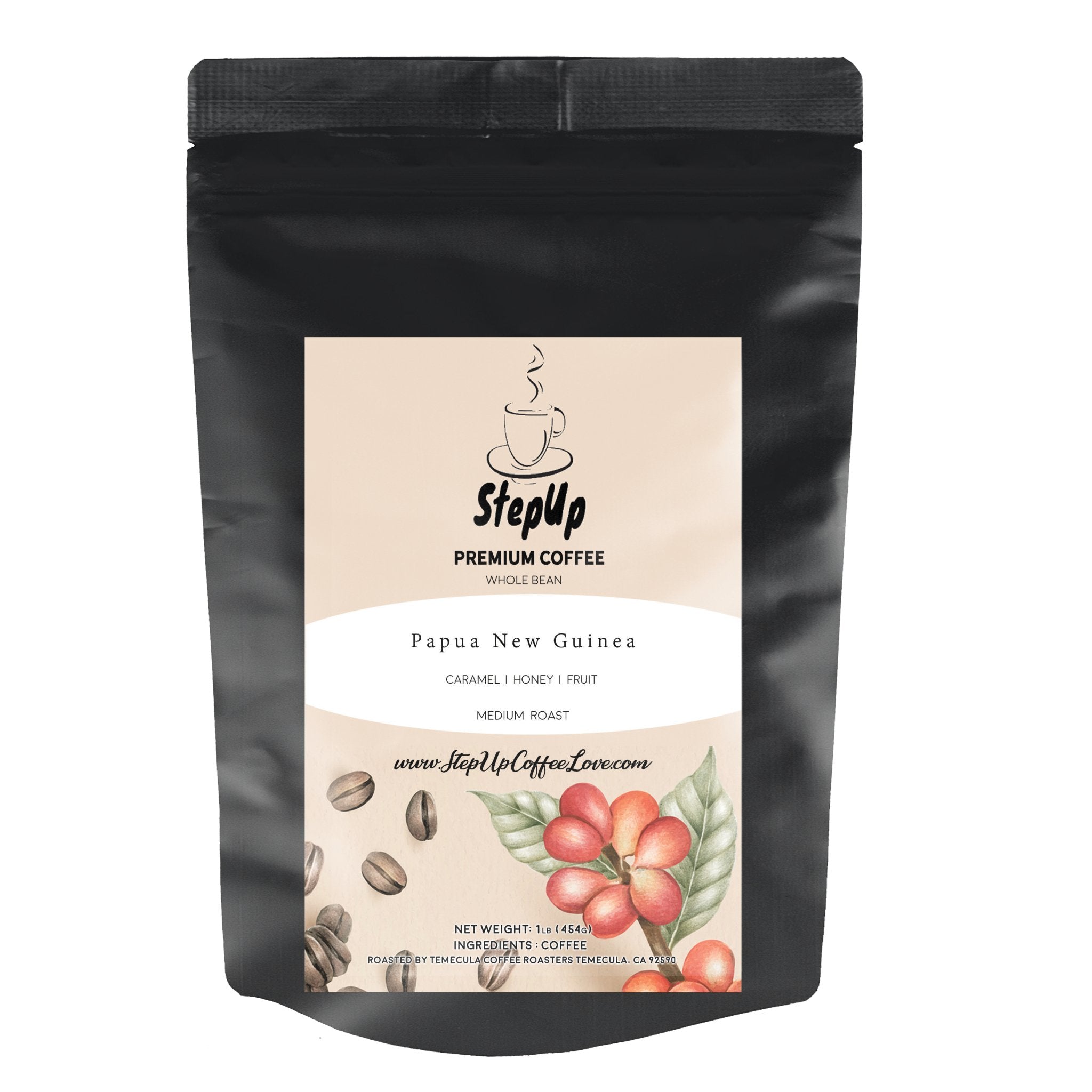 Papua New Guinea Whole Bean, Espresso, Standard 12oz-12 lb. - StepUp Coffee
