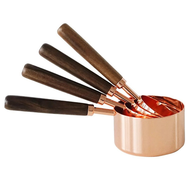 Coffee Scoop Spoon Rose Gold Plated Stainless Steel With Wooden Handle 0 - StepUp Coffee