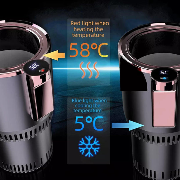 Smart Car Heating Water Cup Car Electromagnetic Warmer and Cooler Coffee Warmer Beverage Temperature Display Car Cooling Drinks
